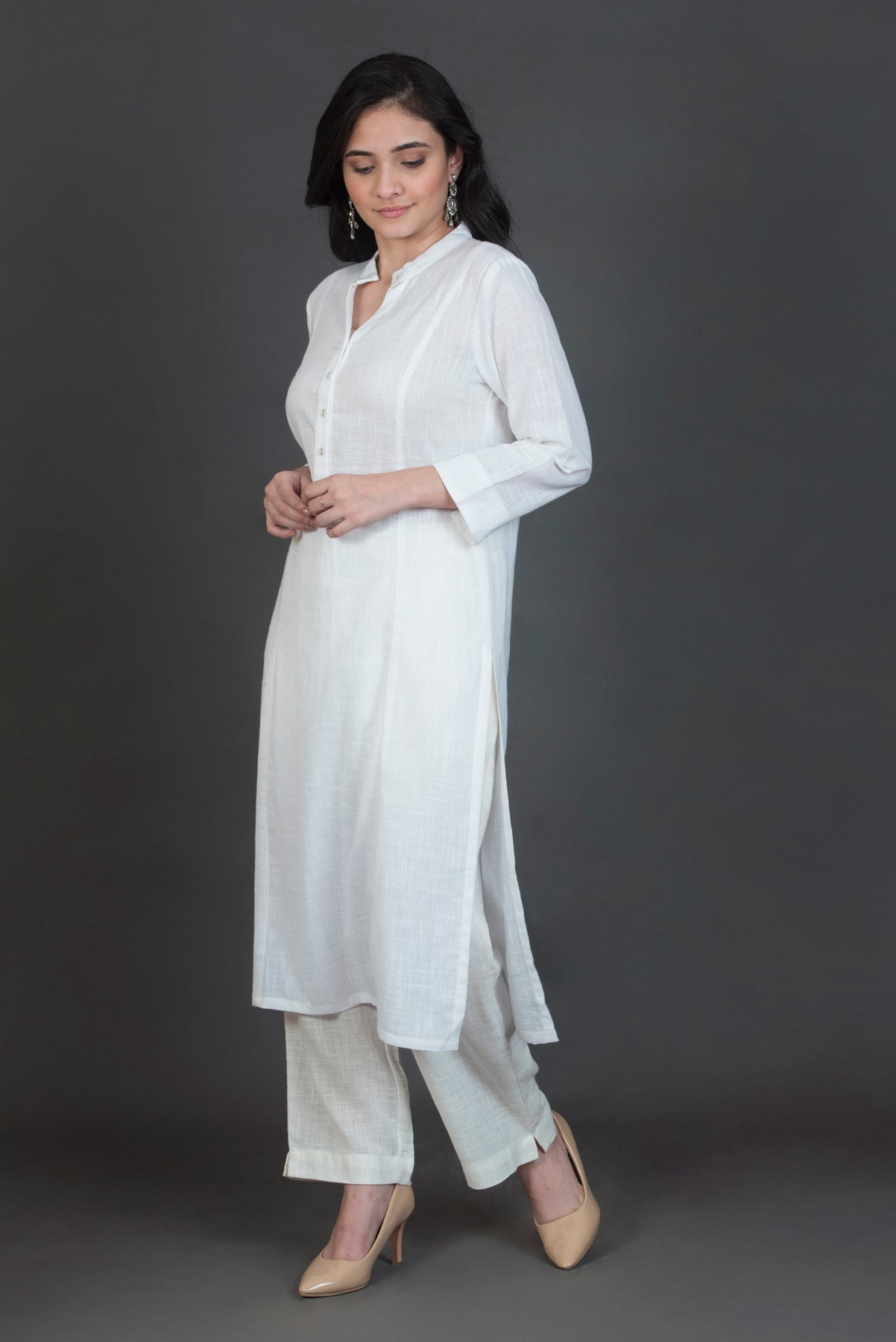 Embroidery Kurti White Color Women Cotton Tops Lucknowi Chikankari Kurta  Women | eBay